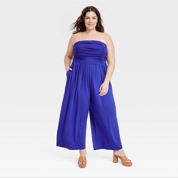 Ava & Viv Strapless Jumpsuit Royal Blue NWT Size 3X - Picture 3 of 11